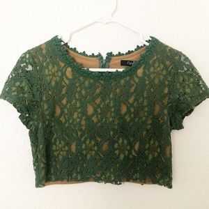 Cropped Lace green top